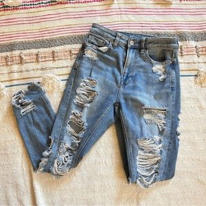 American Eagle High-Waisted Ripped Jeans